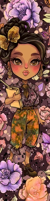 Free teacher bookmark featuring a teacher with a purple and brown clipboard